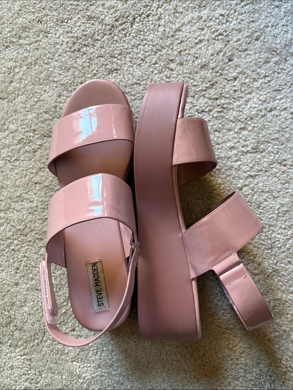 Steve Madden Blush Pink Patent Platform Sandals